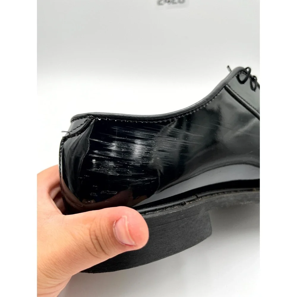 Altama 00941C Men's 9.5E‎ Dress Shoes Black Patent Leather Round Lace Up Oxfords